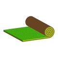 Lawn roll with brown soil.Turf roll of green grass. Royalty Free Stock Photo